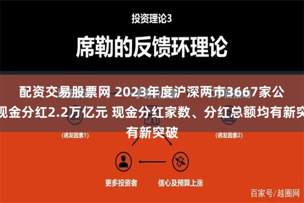 配资交易股票网 2023年度沪深两市3667家公司现金分红2.2万亿元 现金分红家数、分红总额均有新突破