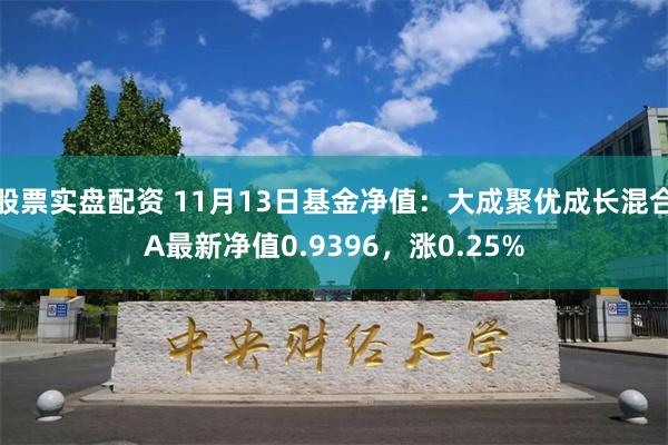 股票实盘配资 11月13日基金净值：大成聚优成长混合A最新净值0.9396，涨0.25%